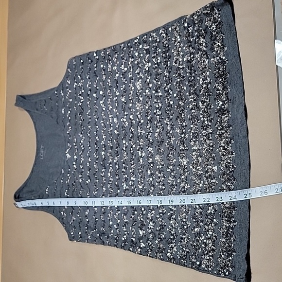 Loft Size S Dark Gray Tank Top with Sequin Stripes, Excellent Used Condition - Picture 9 of 12